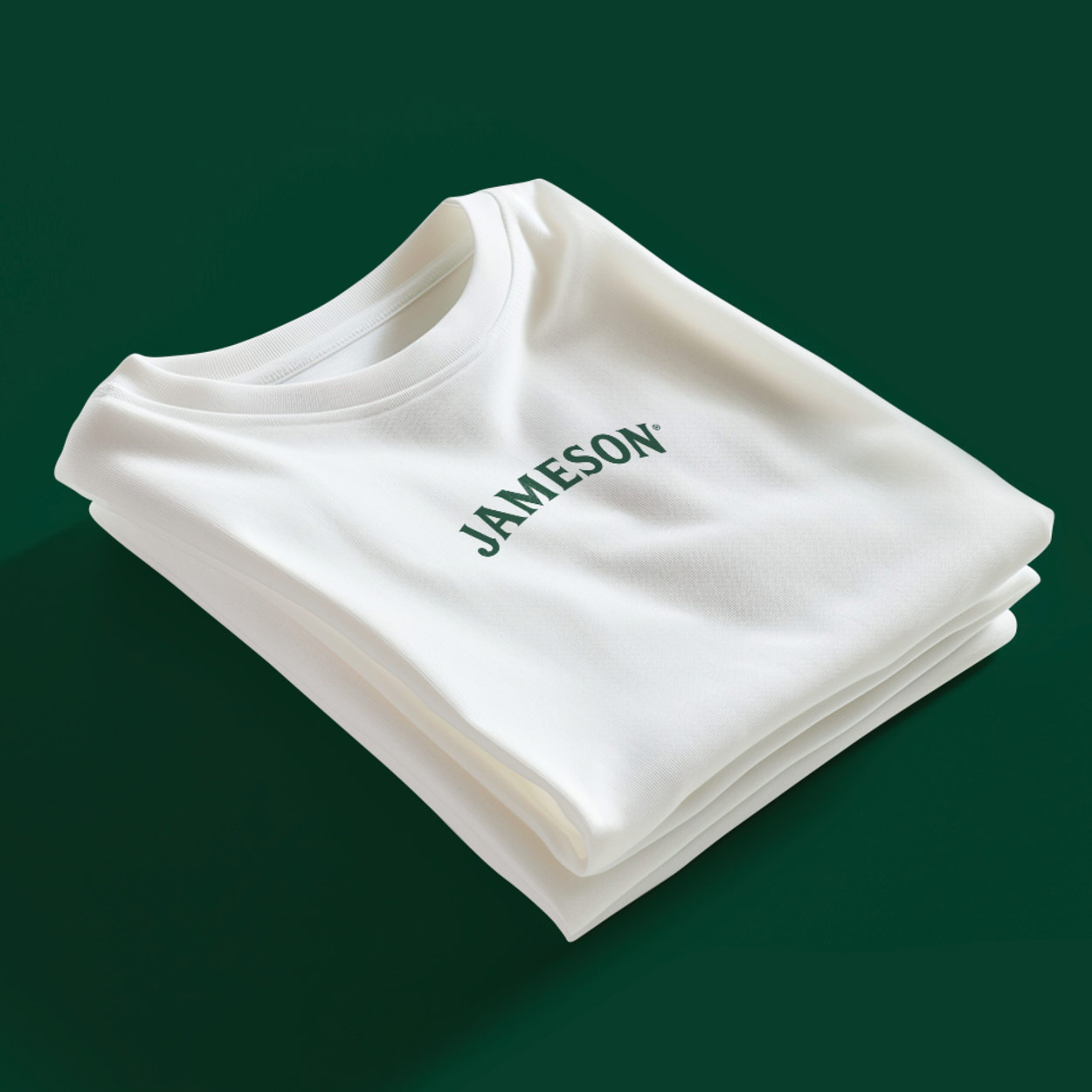 Jameson promotional t-shirt in white, with green Jameson logo printed