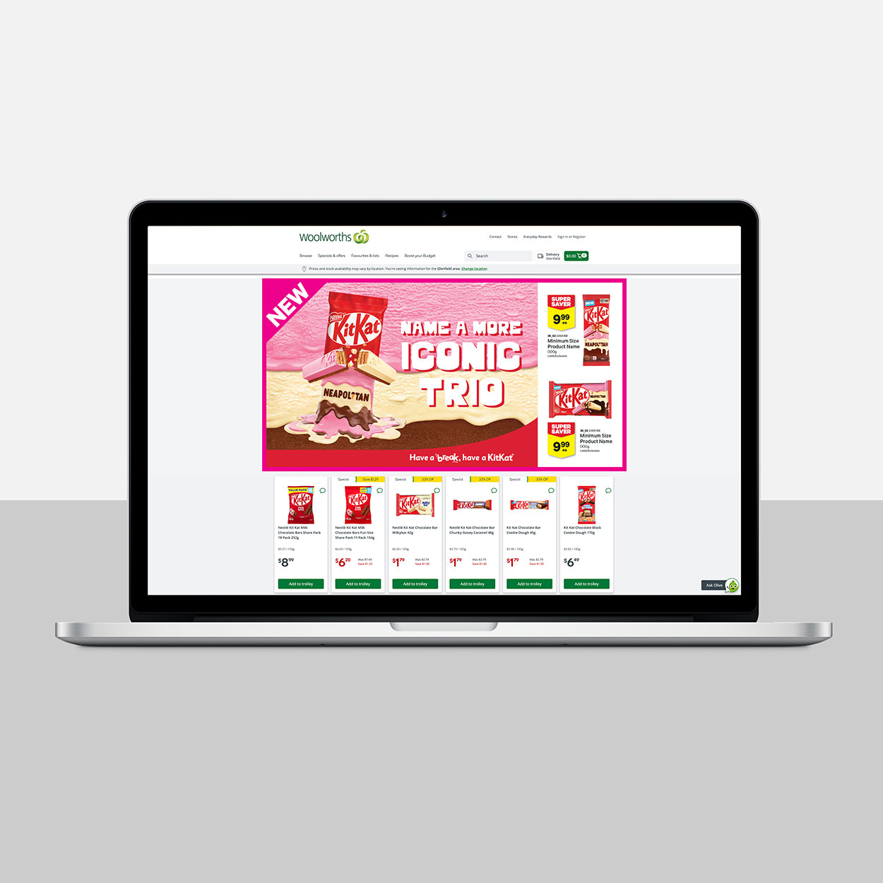 KitKat Neapolitan banner on Woolworths online store