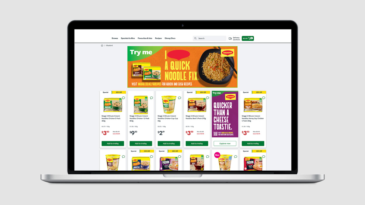 MAGGI digital banners for Woolworths online store