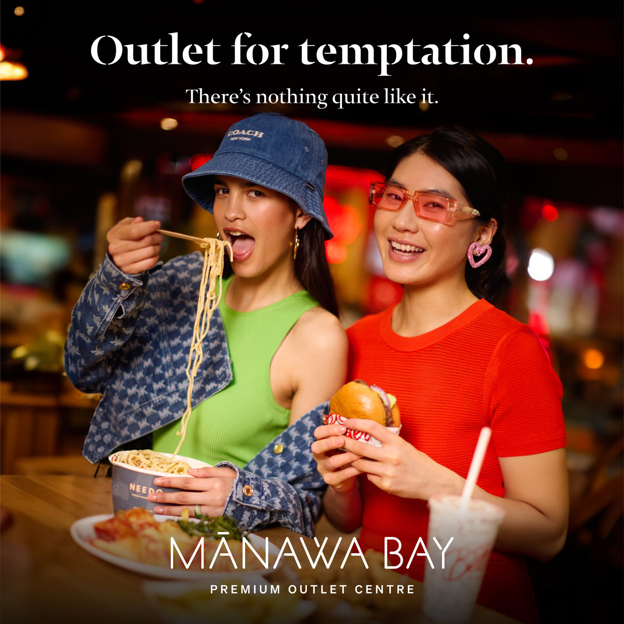 Mānawa Bay digital banner with a foodcourt focus