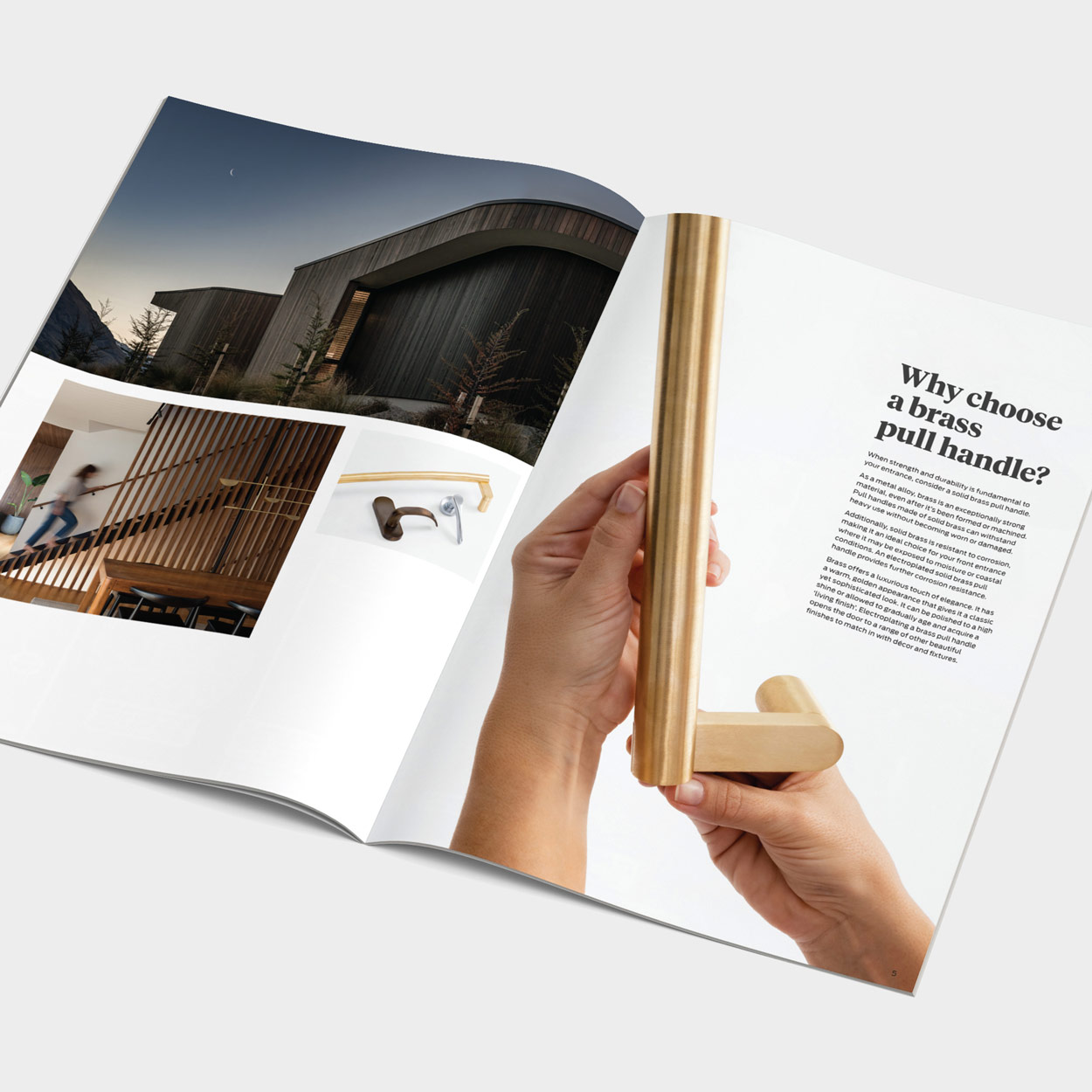 Schlage brochure pages: Why choose a brass pull handle?