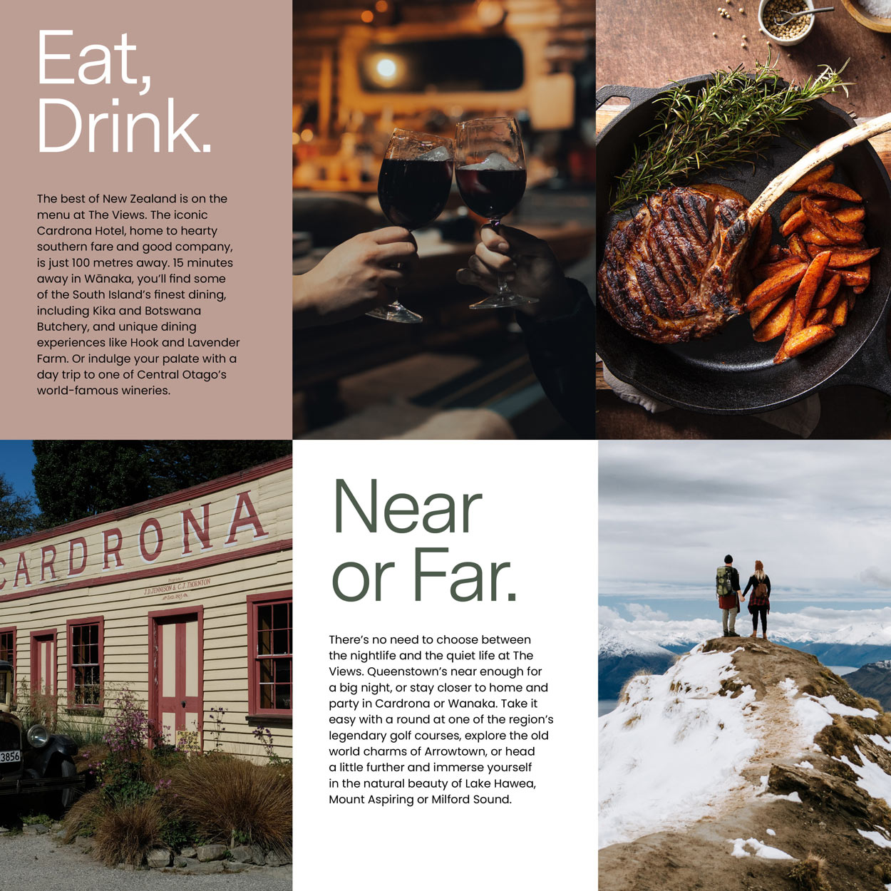 Screenshot of The Views website layout, featuring text and images about the restaurant and location