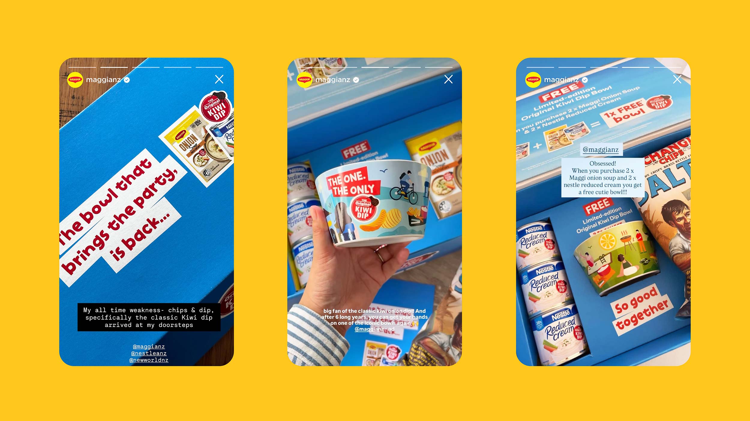 Social posts created by those who received Original Kiwi Dip Limited Edition Bowl press packs
