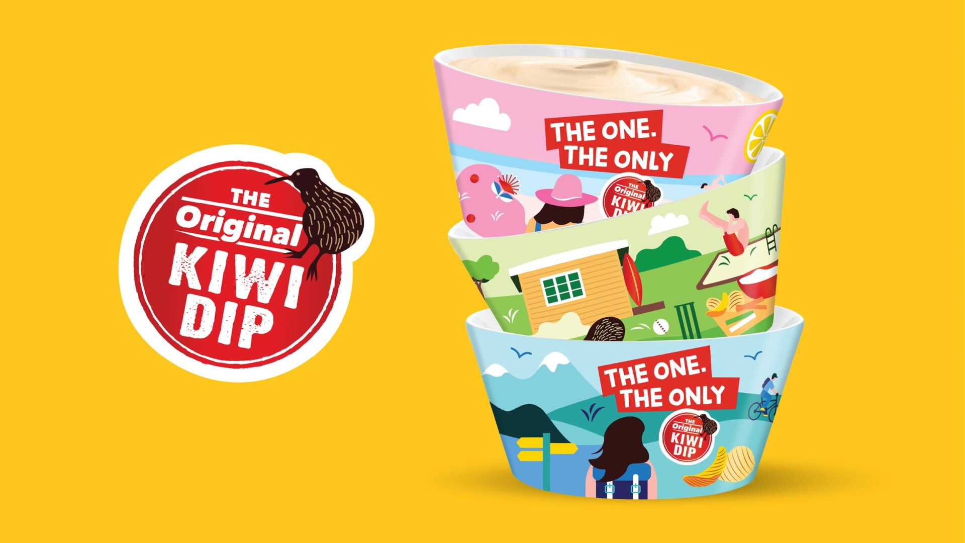 OKD Original Kiwi Dip bowls stacked on top of each other